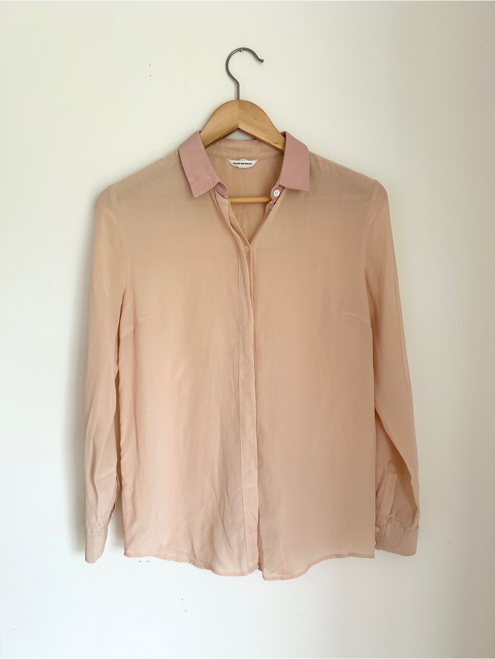 Club Monaco Silk blouse with leather collar